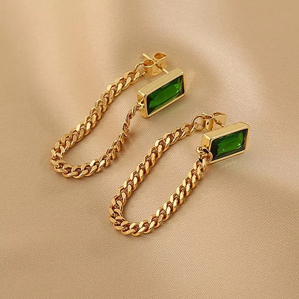 Pretty Dangle Cuban Chain Earrings - Picture 3 of 4